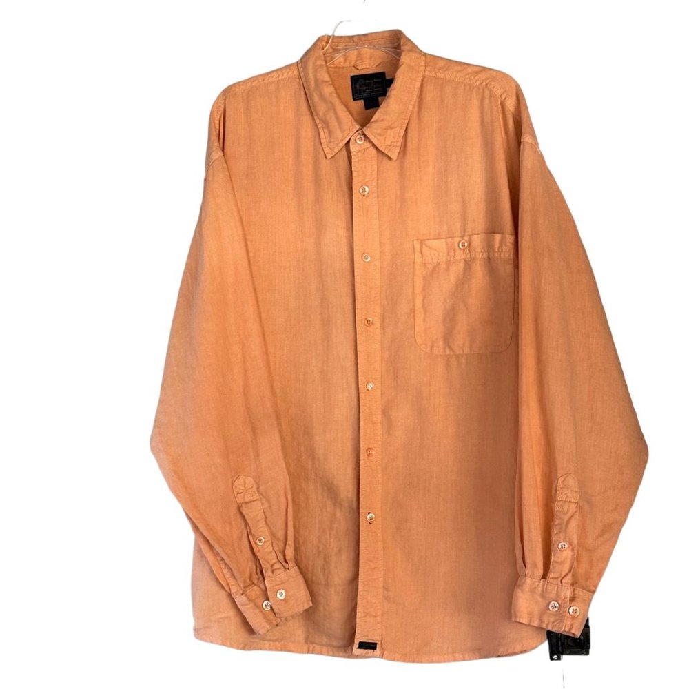 Tommy Bahama Indigo Palms Linen Shirt Casual Long Sleeve Button Up Orange